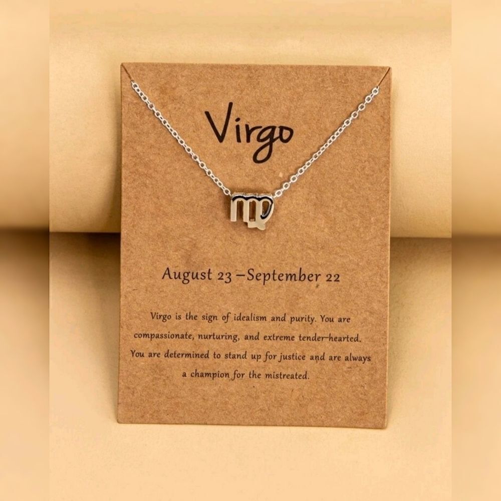 Virgo Zodiac Sign Charm Necklace Silver Tone NWT